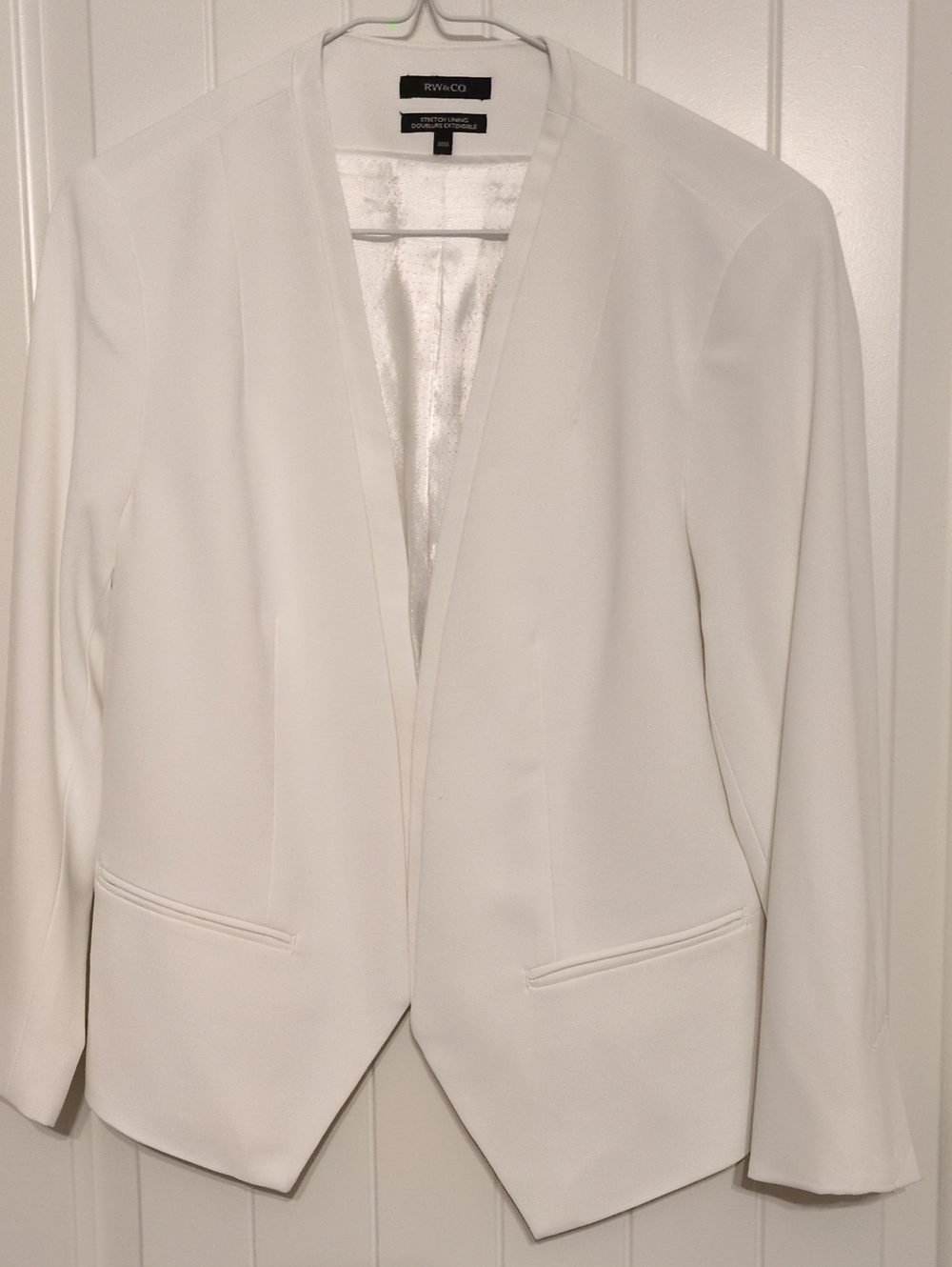 RW&CO. Women's White Open-Front Tailored Blazer